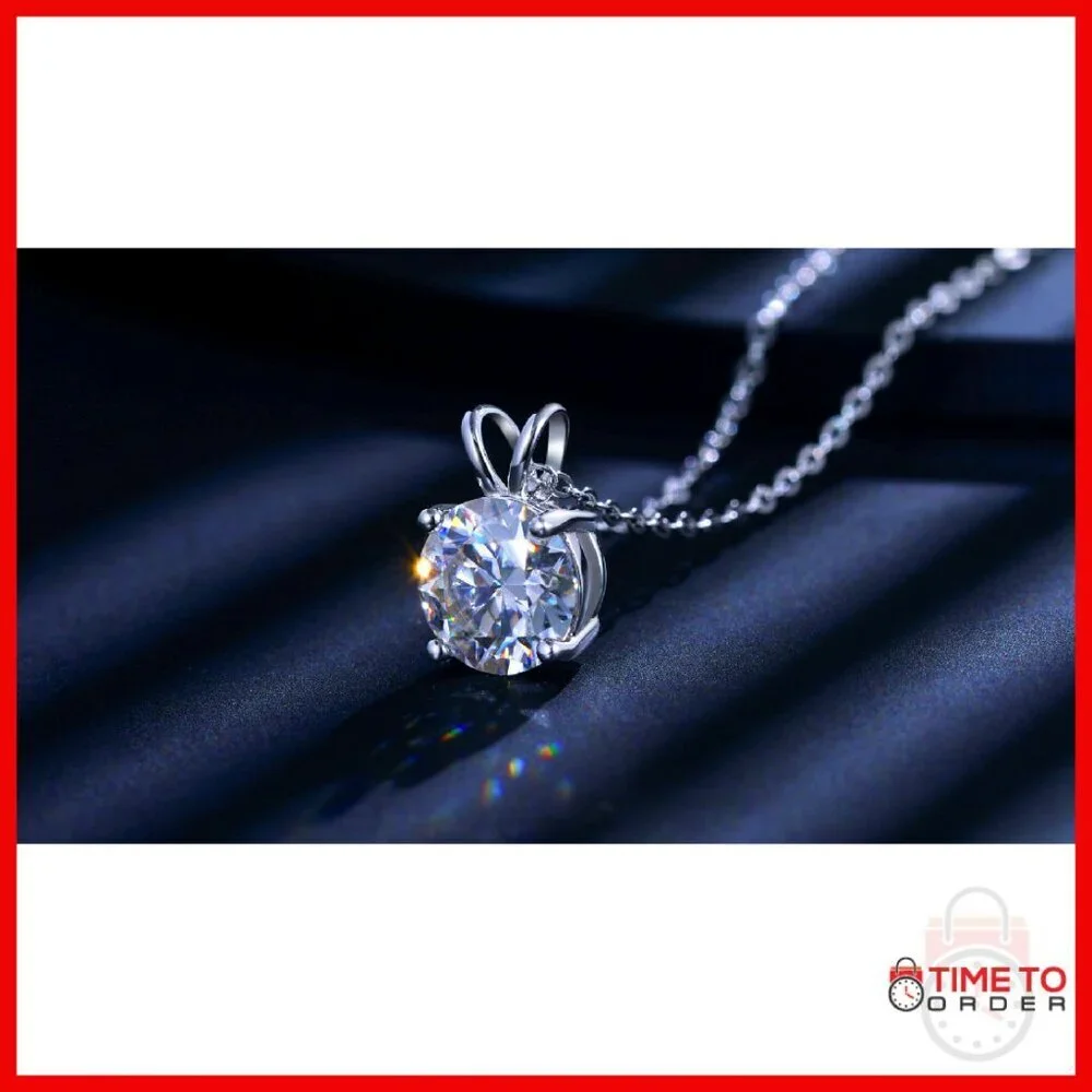 Lab-Created Moissanite Pendant Necklace 18K Gold Vermeil Sterling Silver